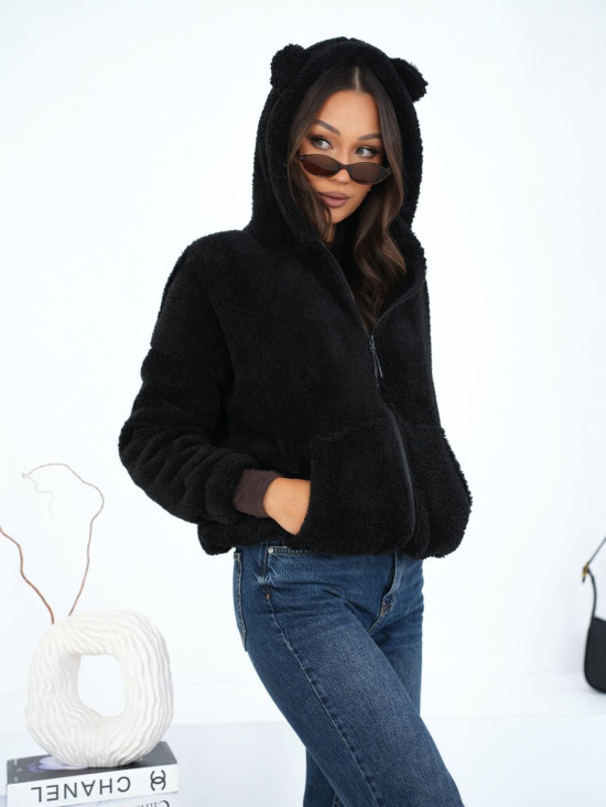 Čierna mikina so zipsom a kapucňou