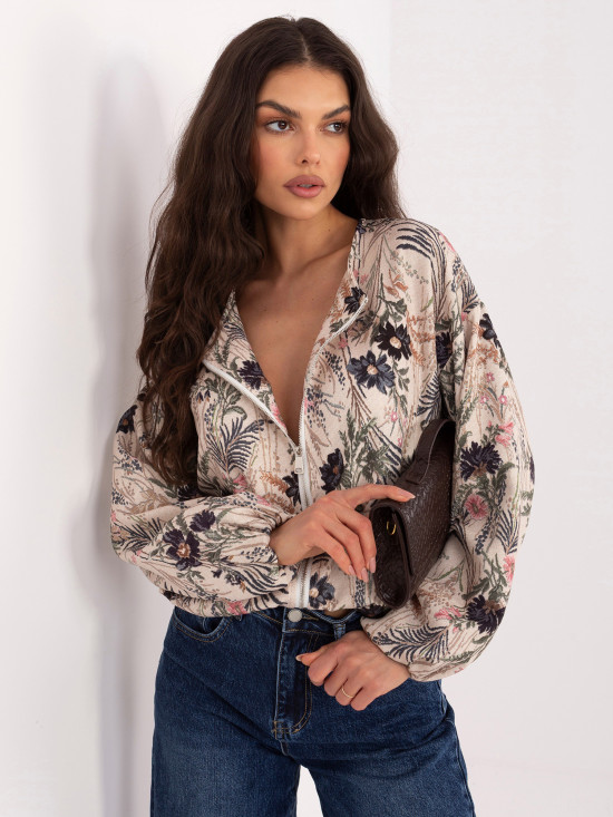 Čierna kvetinová bomber bunda