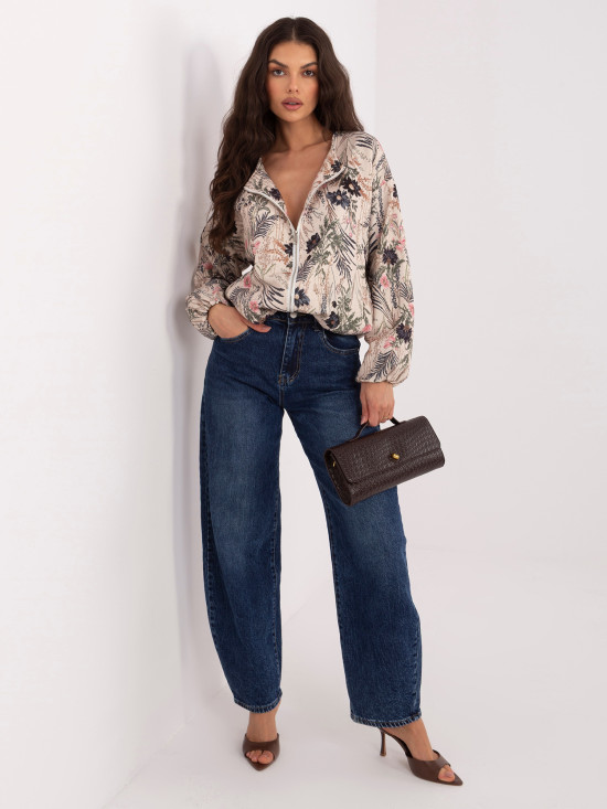 Čierna kvetinová bomber bunda