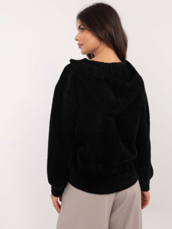 Elegantná čierna bunda s kapucňou