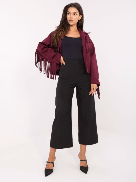 Elegantné čierne nohavice s vysokým pásom