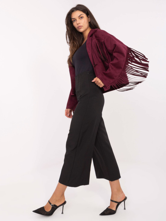 Elegantné čierne nohavice s vysokým pásom