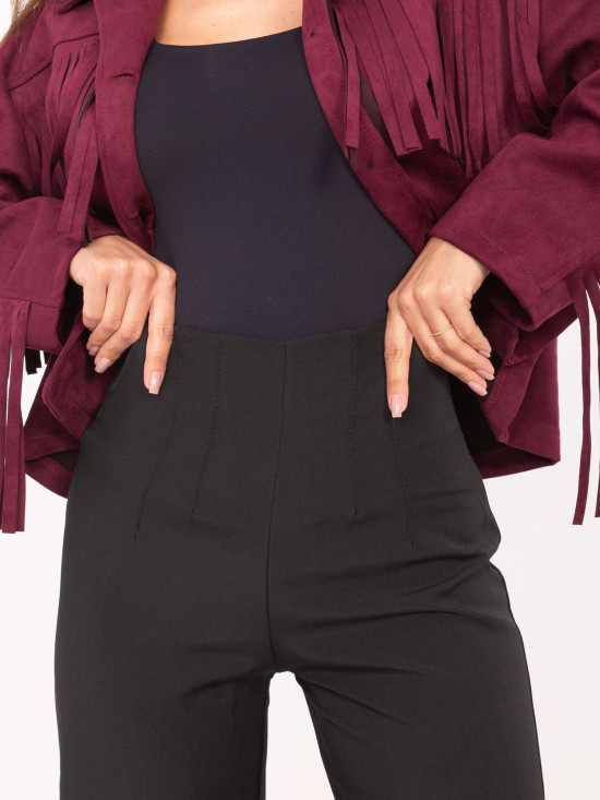 Elegantné čierne nohavice s vysokým pásom