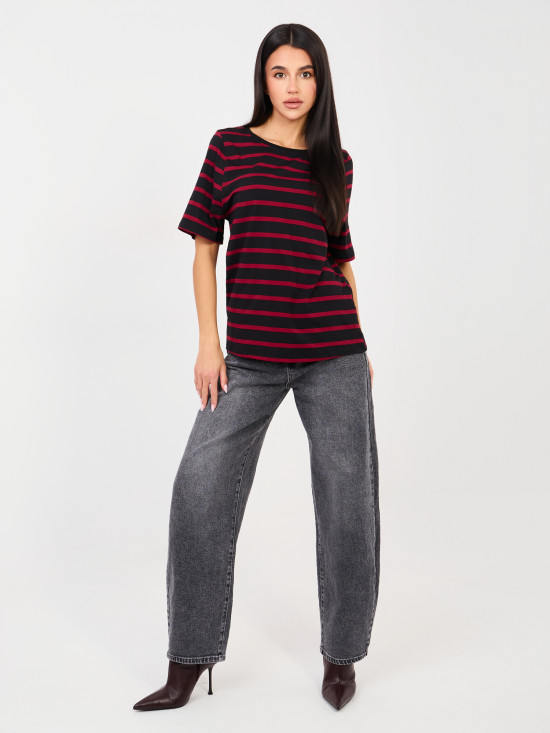 Viacfarebné pruhované tričko s krátkym rukávom