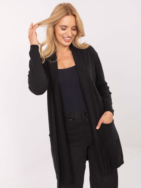 Elegantný čierny kardigán