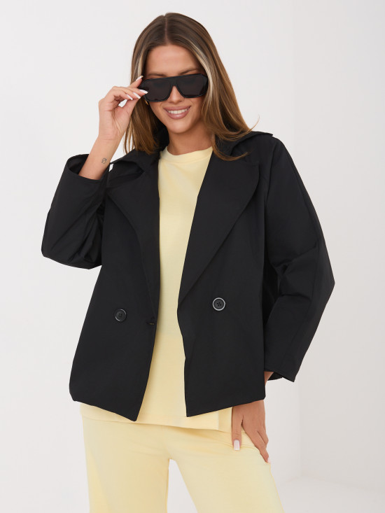 Krátky prechodný kabát s 3/4 rukávmi, čierny