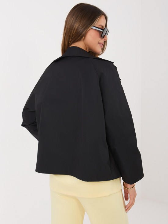 Krátky prechodný kabát s 3/4 rukávmi, čierny