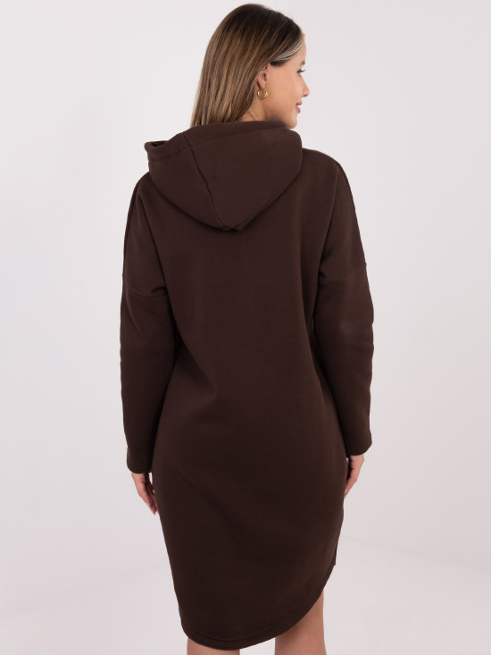 Dlhá hnedá mikina s kapucňou a zipsom