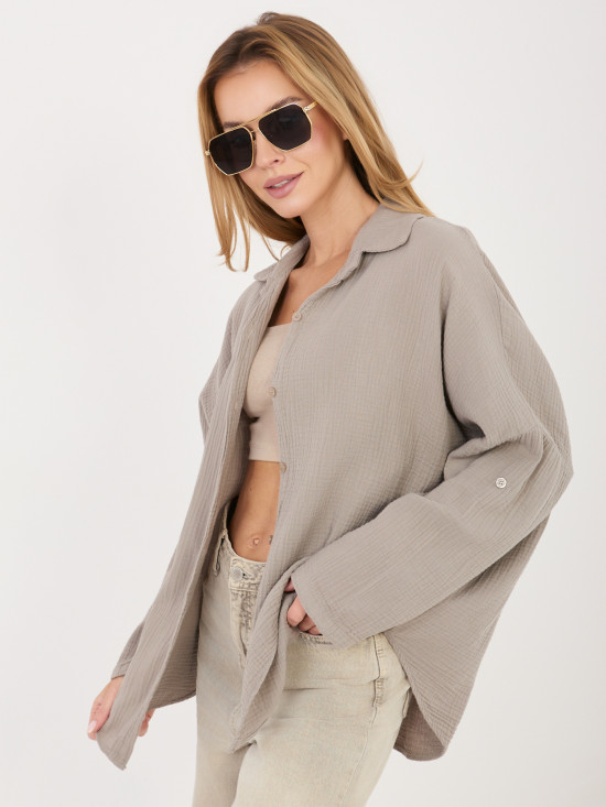 Béžová bavlnená košeľa s golierom