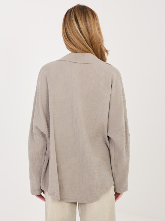 Béžová bavlnená košeľa s golierom