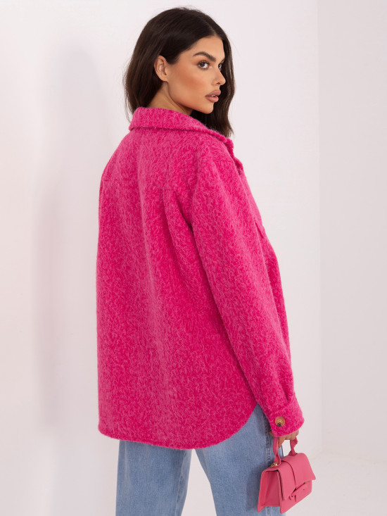 Štýlová fuchsiová prechodná bunda s golierom
