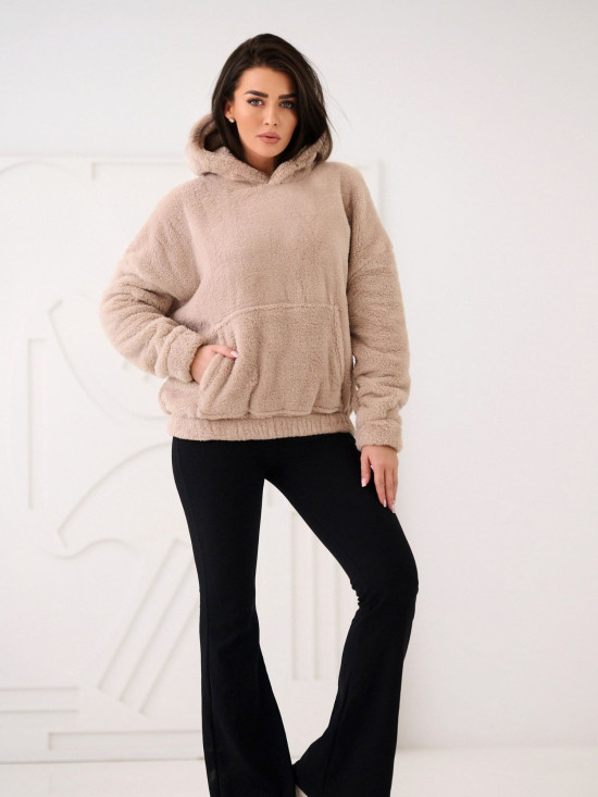 Béžová mikina s kapucňou a vreckom