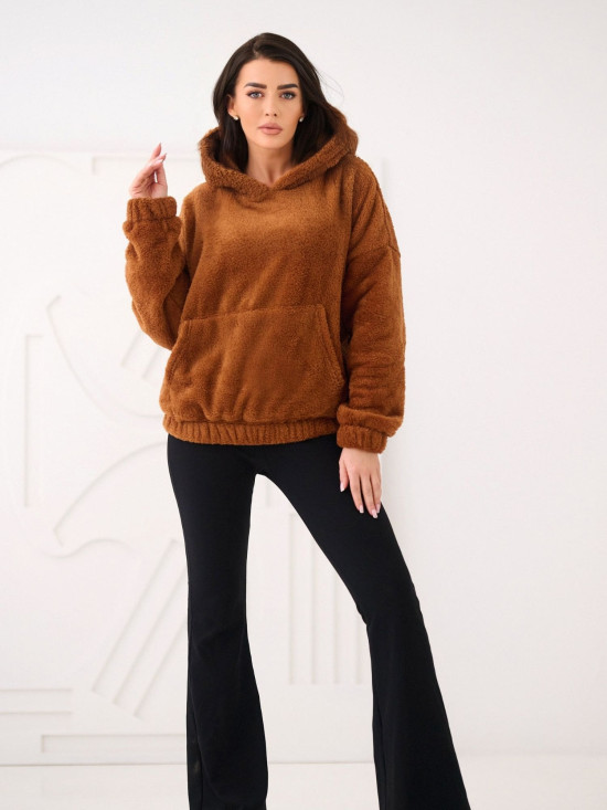 Béžová mikina s kapucňou a vreckom