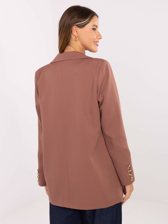 Elegantné tmavobéžové sako s podšívkou a vreckami