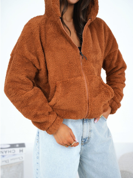 Hnedá mikina s kapucňou na zips