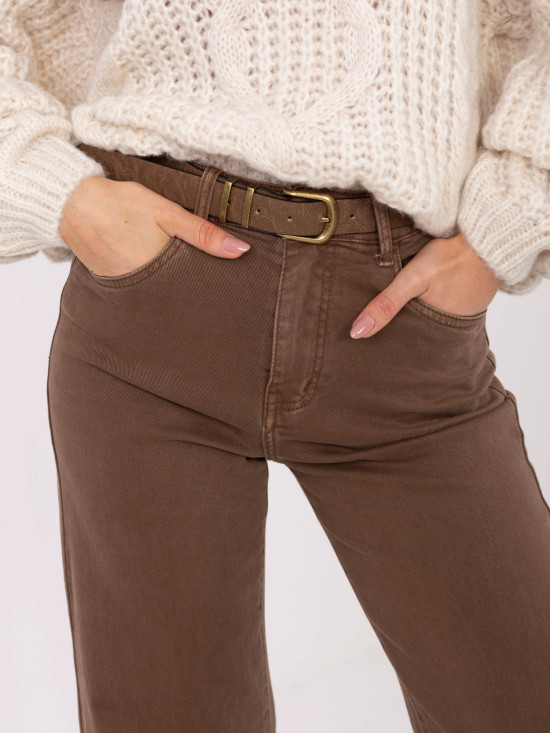 Dámske hnedé rovné džínsy