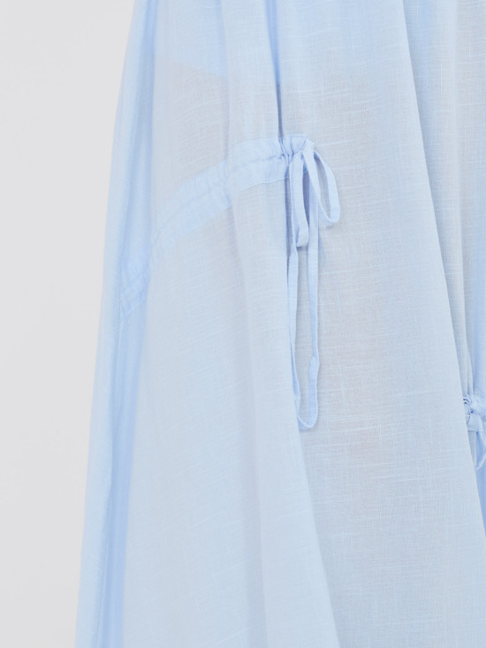 Svetlomodrá midi sukňa s viazaním