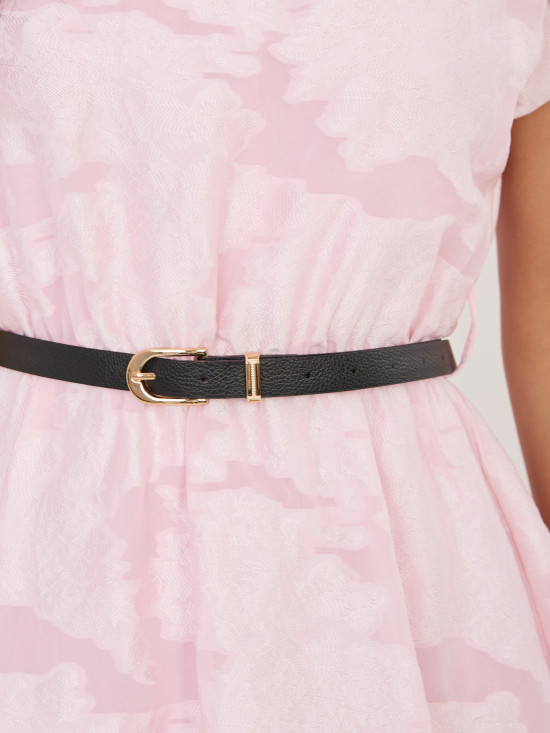 Svetloružové rozšírené midi šaty s opaskom