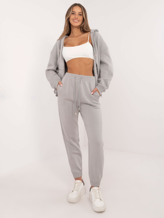 Svetlosivé teplákové joggery s vysokým pásom
