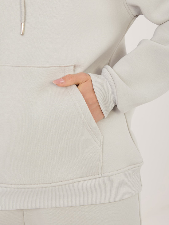 Dámska súprava s kapucňou v svetlosivej farbe