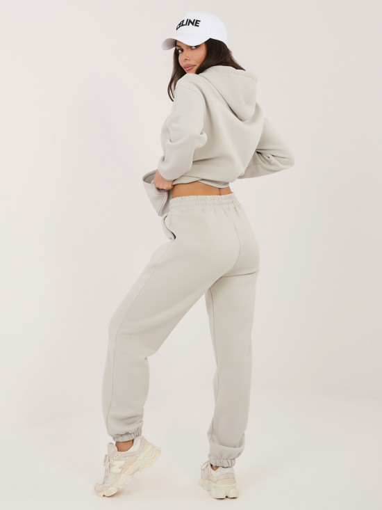 Dámska súprava s kapucňou v svetlosivej farbe