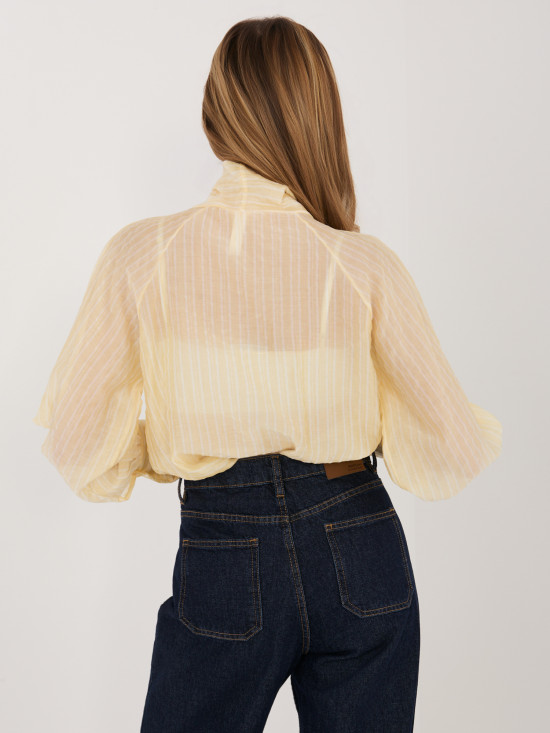 Žltá pruhovaná košeľa s viazaním
