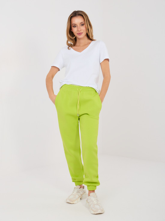 Limetkové dámske teplákové joggery s vysokým pásom
