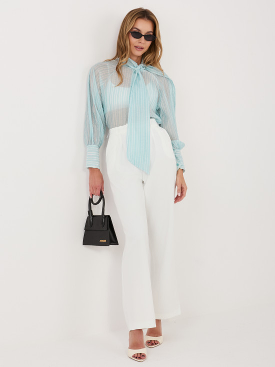 Mätová pruhovaná košeľa s viazaním