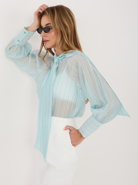 Mätová pruhovaná košeľa s viazaním