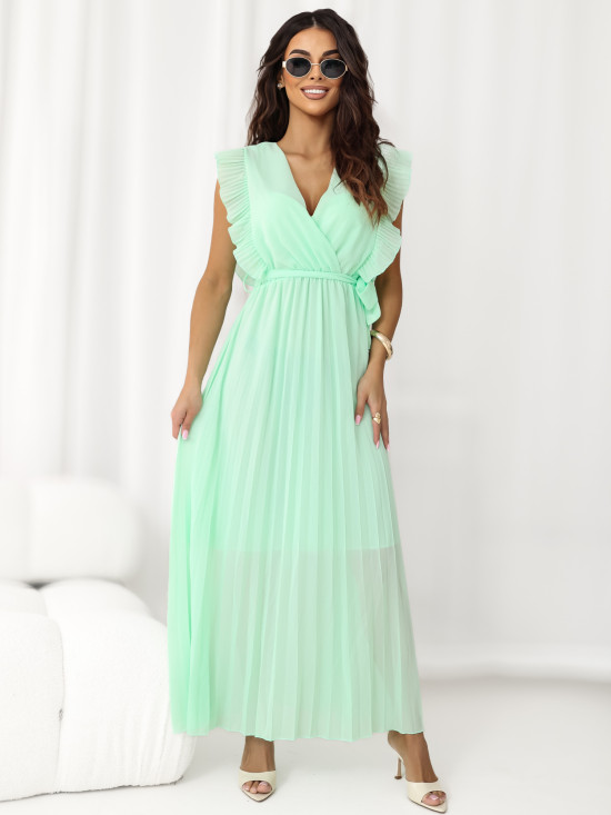 Rozšírené midi šaty v mätovej farbe