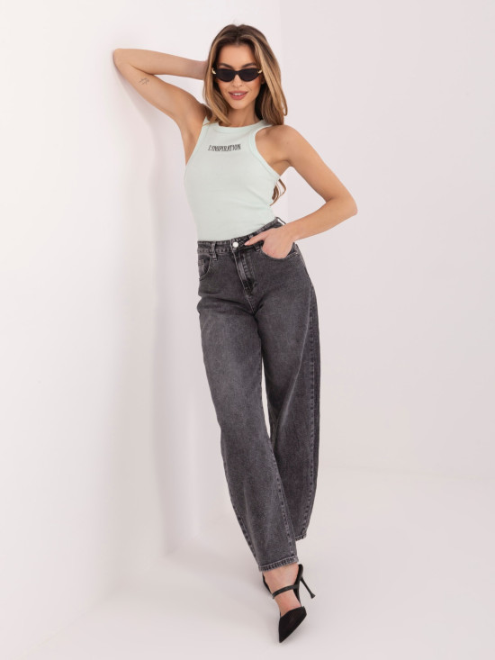 Mätový rebrovaný top s výšivkou