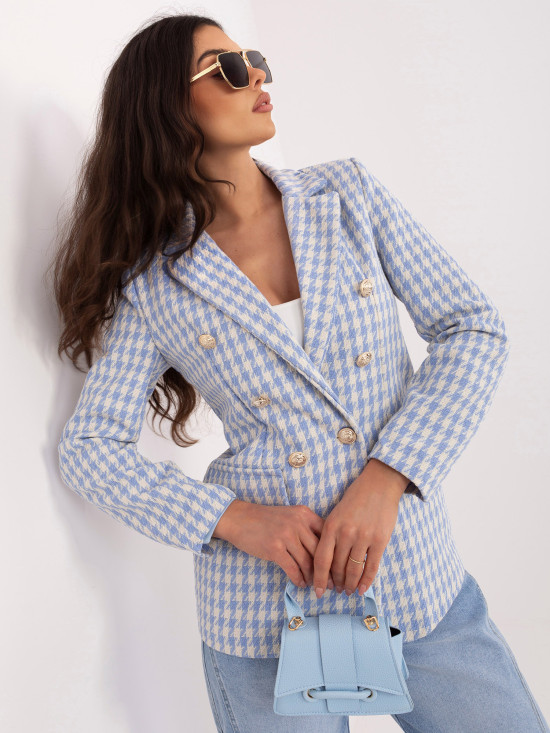 Modré sako s pepito vzorom a podšívkou