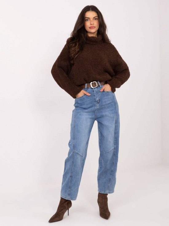 Dámske balloon fit džínsy s vysokým pásom, modré