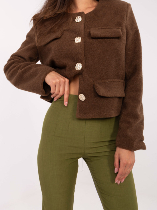 Elegantné nohavice v olivovej farbe