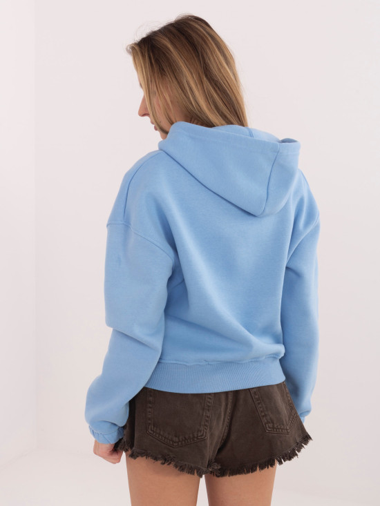 Modrá krátka mikina s kapucňou na zips