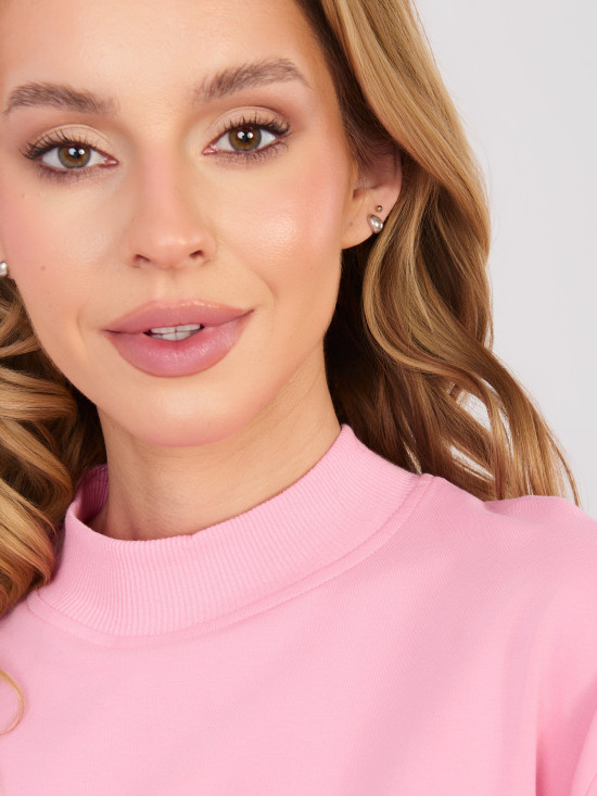 Ružová dlhá mikina s polorolákom