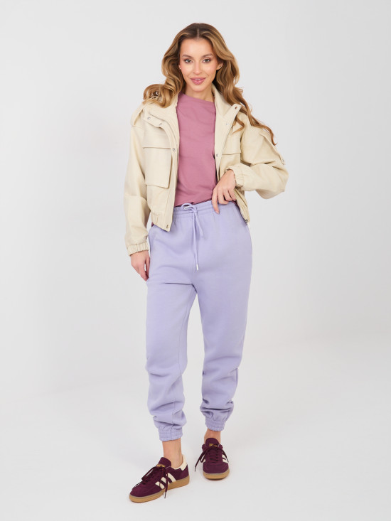 Dámske fialové teplákové nohavice s vysokým pásom