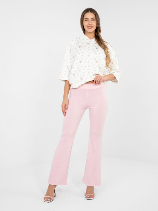 Štýlové ružové športové nohavice s vysokým pásom