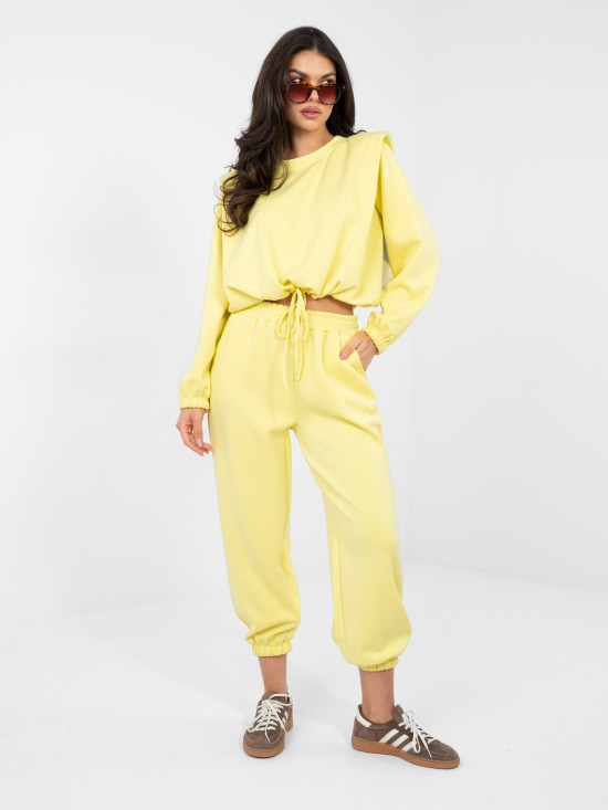 Dámska žltá súprava s viazaním a vysokým pásom