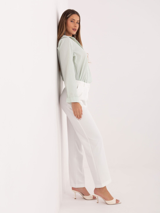 Pistáciová pruhovaná košeľa s dlhým rukávom