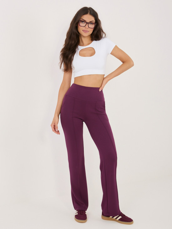 Tmavofialové športové nohavice s rovným strihom