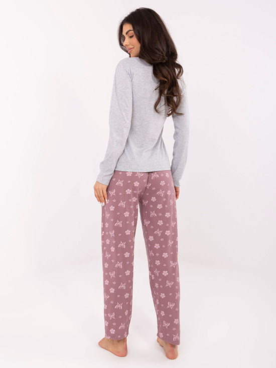 Dámske sivé bavlnené pyžamo s potlačou