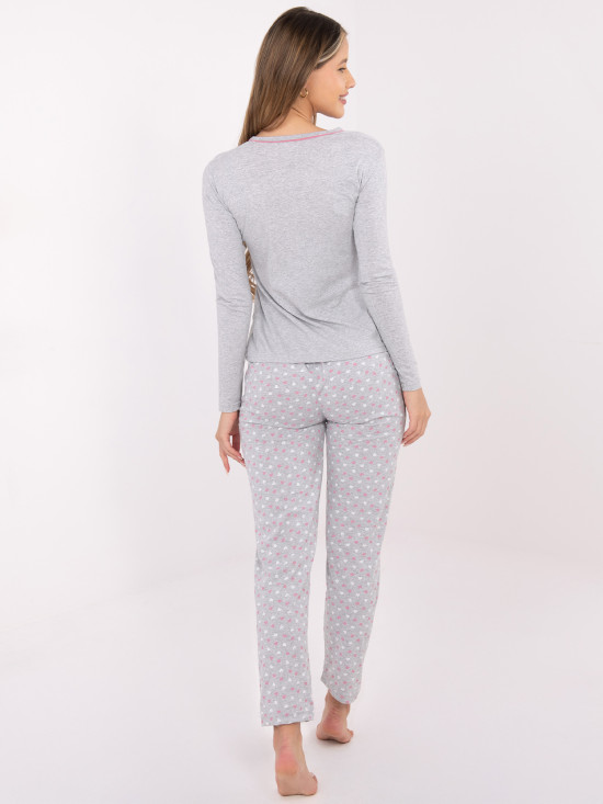 Dámske bavlnené pyžamo s potlačou, sivé
