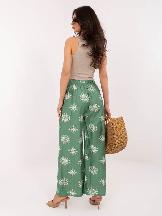 Zelené palazzo nohavice s opaskom
