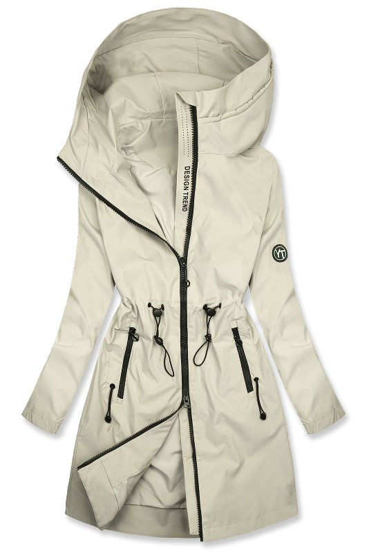 Krémová jarná parka so sťahovaním v páse