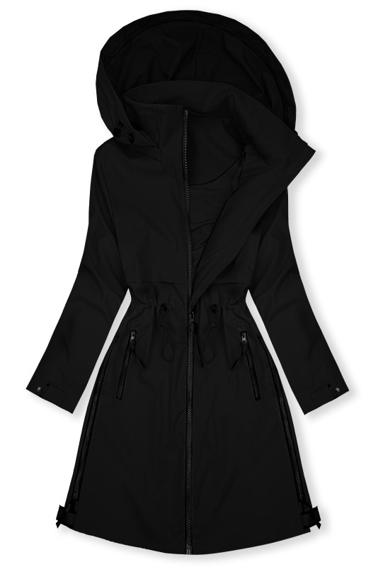 Čierna prechodná parka so sťahovaním v páse