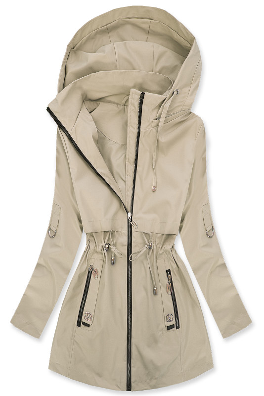 Béžová jarná parka s odopínateľnou kapucňou