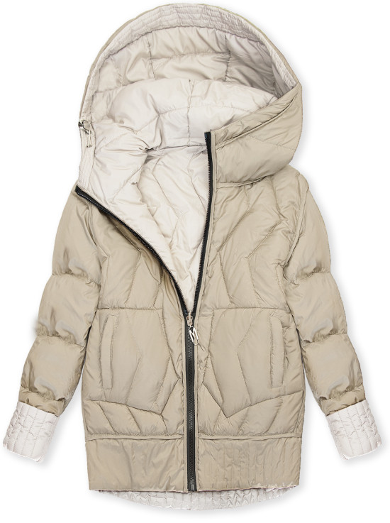 Obojstranná bunda s kapucňou ecru/béžová