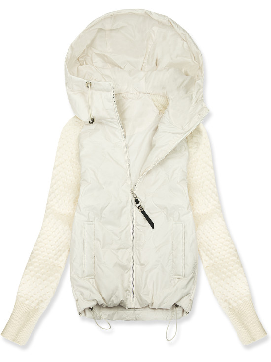 Ecru prechodná bunda s pletenými rukávmi