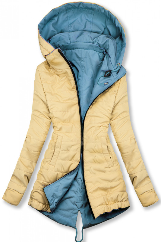 Ľahká obojstranná prechodná parka jeans modrá/béžová